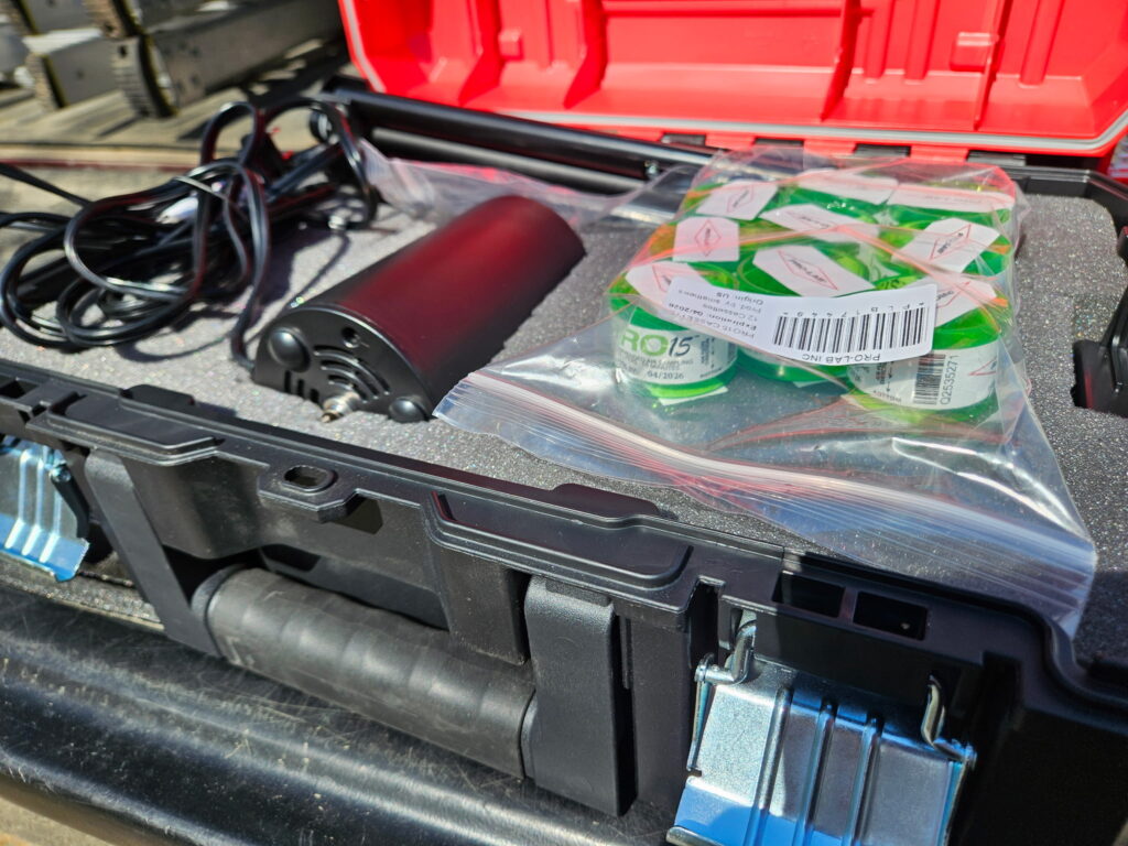Indoor air quality and mold testing equipment prepared for sampling during a mold inspection